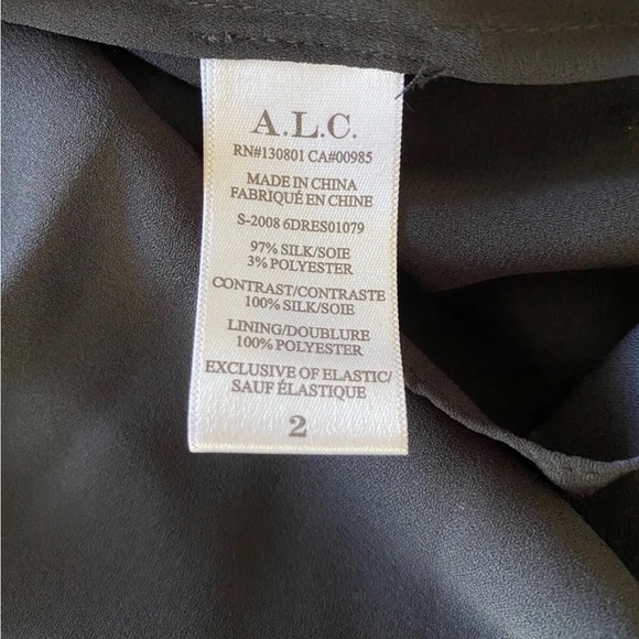 A.L.C. Silk Printed Esme Dress Long Sleeves Brown Multi 2 6 NWT - Picture 9 of 9